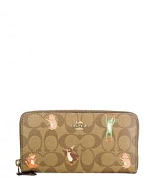 Coach Khaki Party Animal Print Accordion Wallet