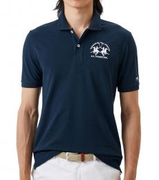 La Martina Dark Blue Contrasting Logo Regular Fit Polo