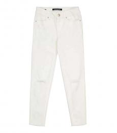 Calvin Klein Girls White Knee Rip Ankle Jeans