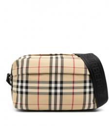 Burberry Beige Check Motif Crossbody Bag