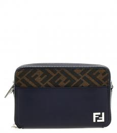 Fendi Blue Camera Case Organizer Squared FF crossbody bag