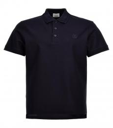 Burberry Blue Embroidered Logo Polo