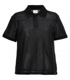 Courreges Black Mesh Fabric Polo