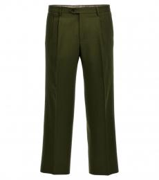 Etro Green Jacquard Wool Pants