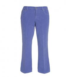 I Love My Pants Blue Velvet Cropped Flared Trousers