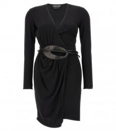 Tom Ford Black Leather Jersey Dress