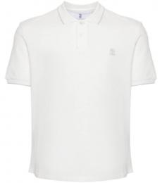 Brunello Cucinelli Off White Logo Cotton Polo Shirt