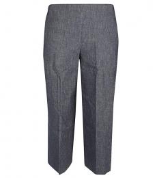 Via Masini 80 Dark Grey Straight Leg Linen Blend Trousers