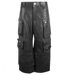 Fermas.Club Black Leather cargo pants