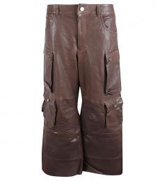Fermas.Club Brown Leather cargo pants