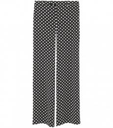 Saint Laurent Black Polka Dot Satin Wide Leg Trousers