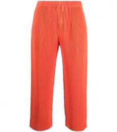 Issey Miyake Orange Pleated straight leg trousers