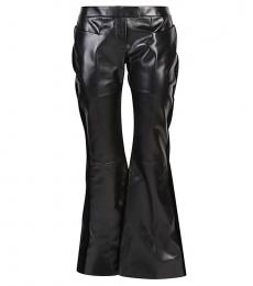 Tom Ford Black Flared leather and velvet trousers
