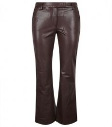 True Royal Brown Leather Flared Trousers