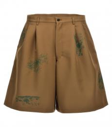 Comme Des Garcons Brown Patent Leather Print Bermuda Shorts