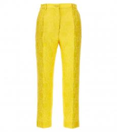 Dolce & Gabbana Yellow Jaquard Tailored Trousers