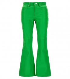 JW Anderson Light Green Leather Bootcut Trousers