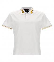 Versace Jeans Couture White Logo Print Polo