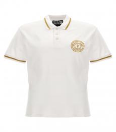 Versace Jeans Couture White Logo Print Polo