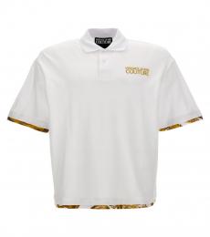 Versace Jeans Couture White Barocco Print Polo