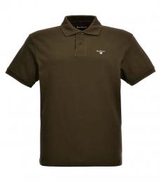 Barbour Olive Logo Embroidery Polo