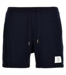 Thom Browne Navy Blue Knit Bermuda Shorts