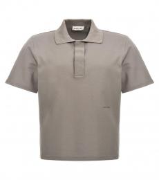 Lanvin Grey Logo embroidery polo shirt