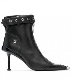 Alexander McQueen Black Slash Biker Ankle Boots