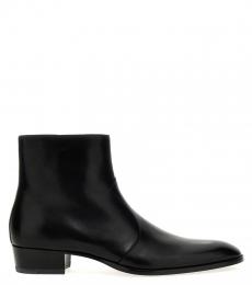 Saint Laurent Black Wyatt Ankle Boots