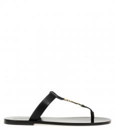 Saint Laurent Black Slip On Sandals