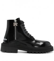 Palm Angels Black Leather Combat Boots