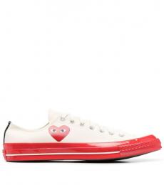 Comme Des Garcons White White Red Chuck Taylor Low-top Sneakers