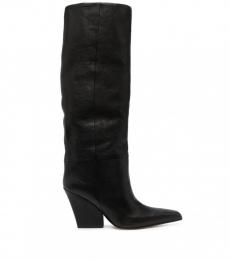 Paris Texas Black Leather Heel Boots