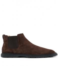 Tod's Brown Brown Chelsea Suede Ankle Boots