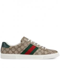 Gucci Beige Brown Ace GG Supreme Sneakers