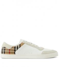 Burberry White White Stevie Leather Sneakers