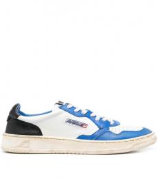 Autry White White Blue Super Vintage Low Leather Sneakers