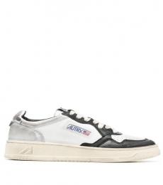 Autry White White Black Super Vintage Low Leather Sneakers