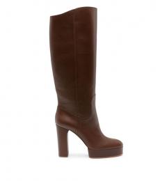 Casadei Brown Betty Leather Heel Boots