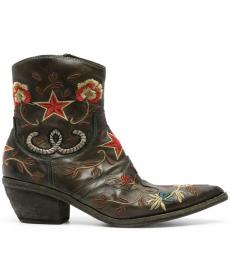 Fauzian Jeunesse Olive Embroidered Camperos Boots