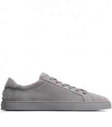 Tod's Grey Logo Print Suede Sneakers