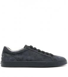 Tod's Blue Embossed Logo Suede Sneakers