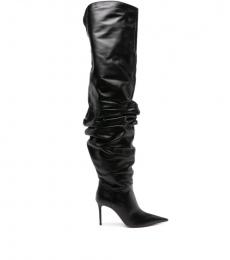 Amina Muaddi Thigh High Leather Heel Boots