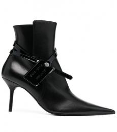 Off-White Black Leather Ankle Boots