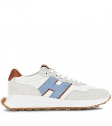 Hogan White Sky Blue H641 Leather Sneakers