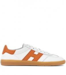 Hogan White Orange Hogan Cool Leather Sneakers