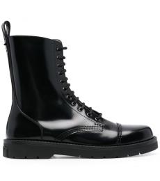 Valentino Garavani Black Leather Combat boots