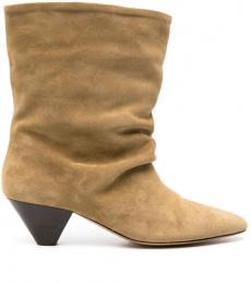 Isabel Marant Khaki Reachi Suede Leather Boots