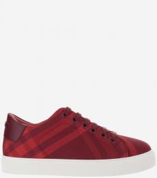 Burberry Red Red Cotton Check Pattern sneakers