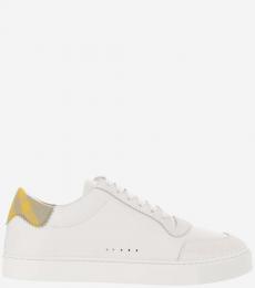 Burberry White White Check Pattern Sneakers
